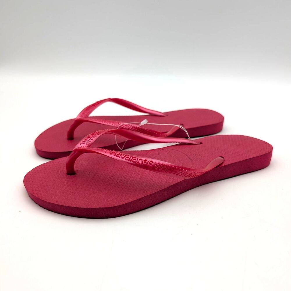 Havaianas Slim Summer Flip Flops Open Toe Womens Pink Fever Size US7-8